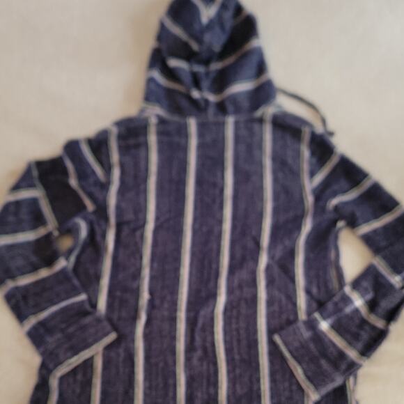 Natural Reflections Navy and White Striped V-Neck Sweater - Picture 3 of 5